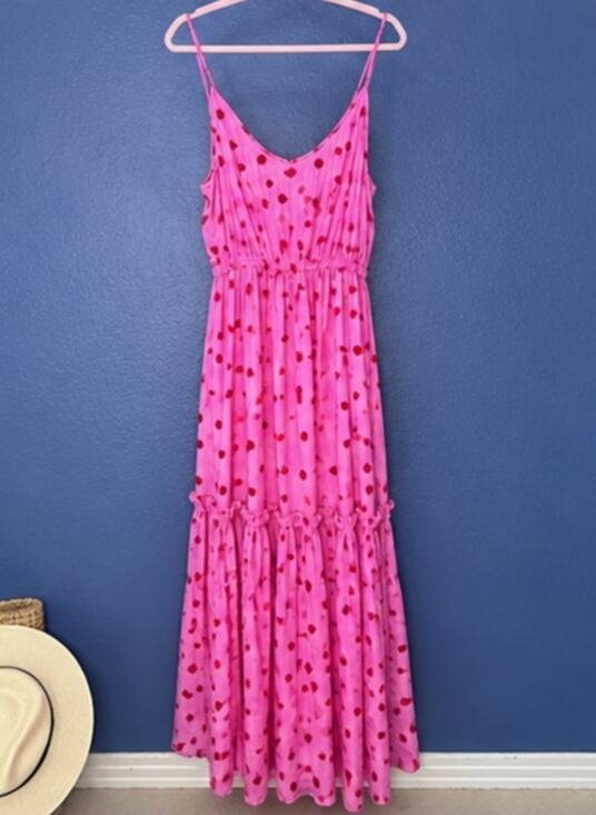S/W/F Dresses & Skirts - Anthropologie S/W/F Corisande Pink Red Polka Dot Strappy Maxi Dress Medium